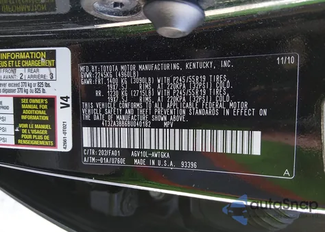 2011 Toyota Venza from USA, damaged, VIN 4T3ZA3BB6BU040182